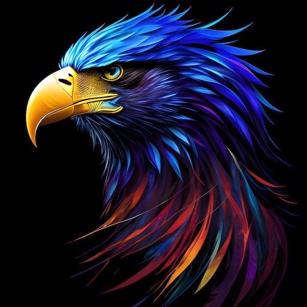 Light neon style art portrait of a eagle Generative AI