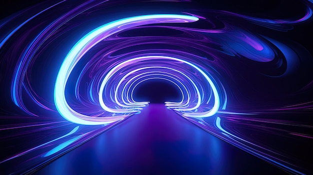 Light neon tunnel abstract neon background AI generation