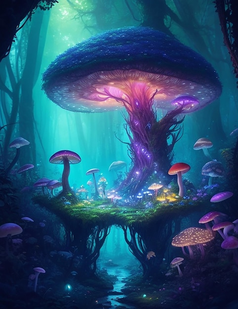 свет ночь грибы мир волшебство