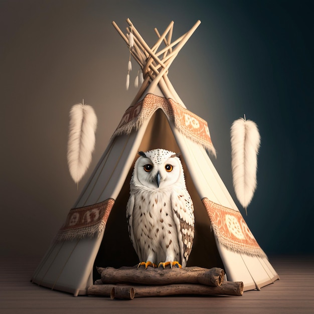 Light owl on tippi background