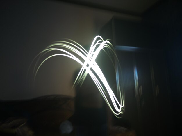 Photo light painting in bedroom at home