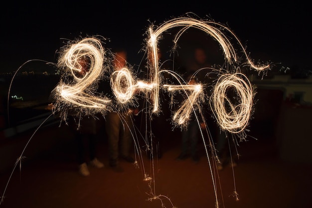 Photo light painting at night