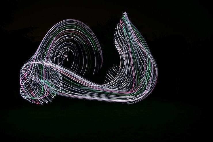 Photo light painting at night