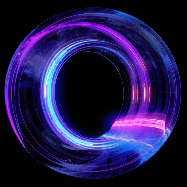 A light painting of a tube with a blue light on it