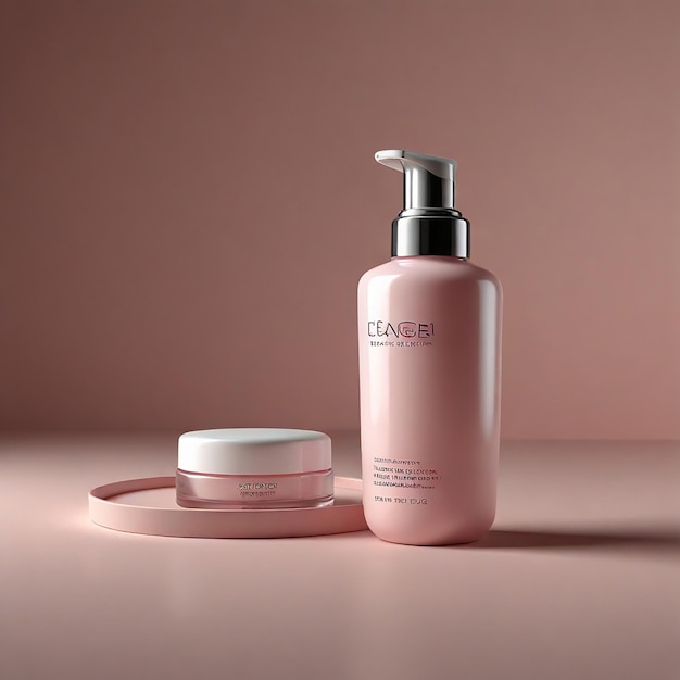 Photo light pink background and good lighting with minimal 3d elegance for skin care products