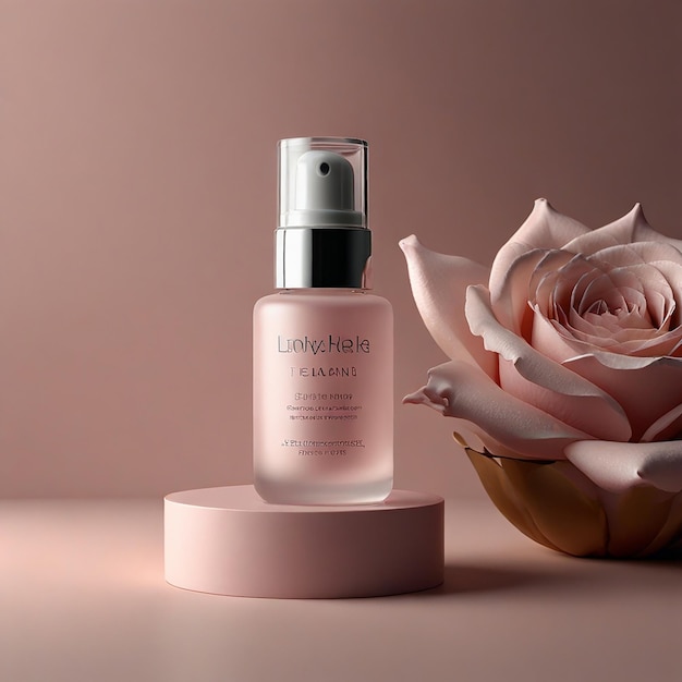 Photo light pink background and good lighting with minimal 3d elegance for skin care products