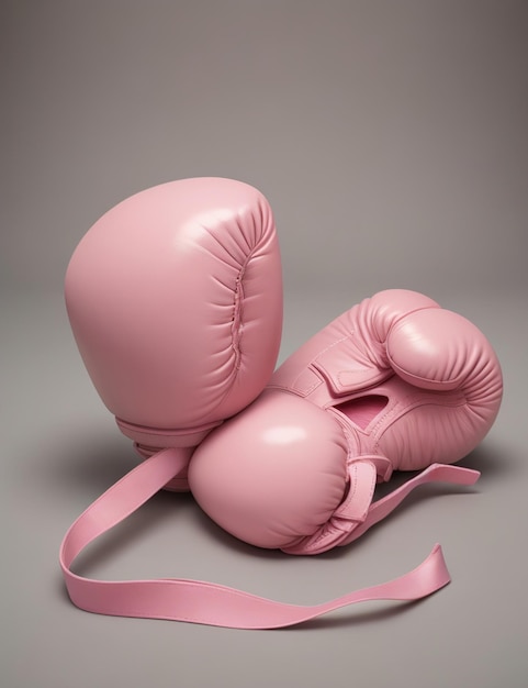 light pink boxing gloves on the floor