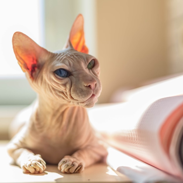 Light pink colored don sphynx cat