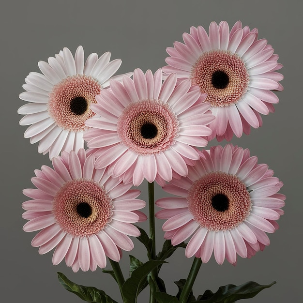 Light pink Gerbera daisy flowers on gray background