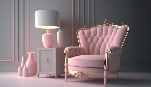 Light pink light gray whites inple furniture UHD 8k Generative Ai