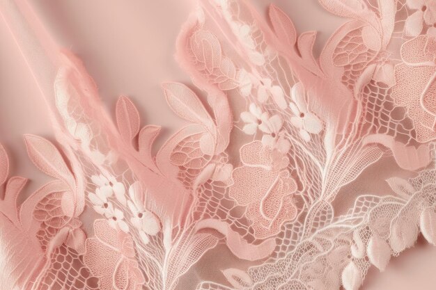 Light Pink Tulle With Lace Border Texture Generative AI