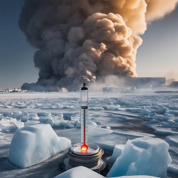 a light on a pole with a red light on it