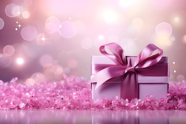 light purple gift 3D boxes with purple ribbon with gradient background
