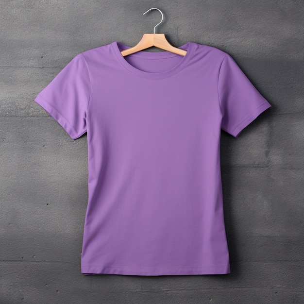 Premium Photo | Light purple women T shirt mockup on a hanger dark ...