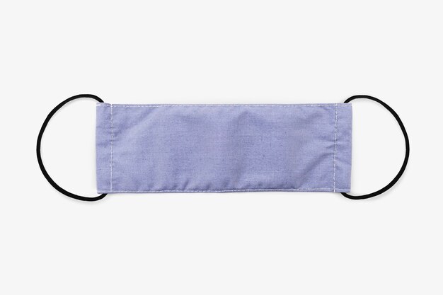 Light purplish-blue fabric face mask on a white background