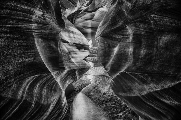 Light rays inside Arizona Antelope Canyon in b&amp;w