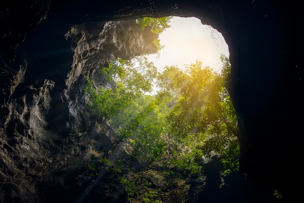 洞窟の中の光線