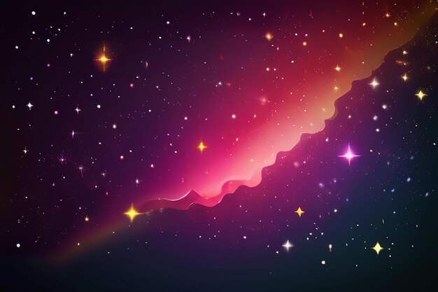 Foto modello vettoriale rosso giallo-rosa chiaro con stelle del cielo notturno illustrazione astratta moderna