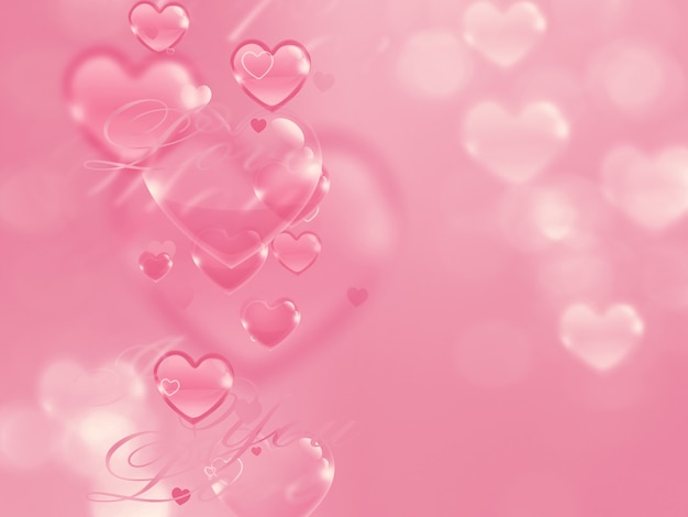 Light romantic pink background with hearts