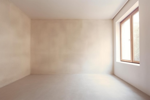 Light room blank wall minimal design texture plaster beige window Generative AI