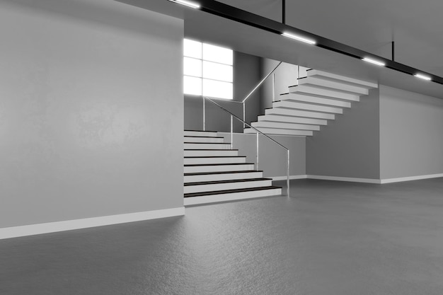 Light school hallway interior with copyspace 3d render