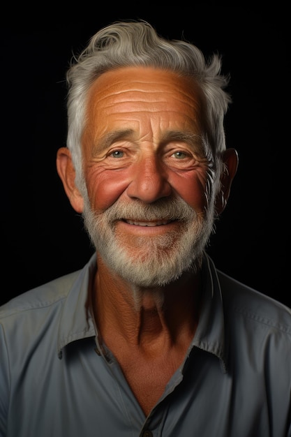 Photo light and shadow play of a handsome 70 year old man