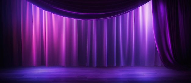 紫のカーテンを通って光が輝く