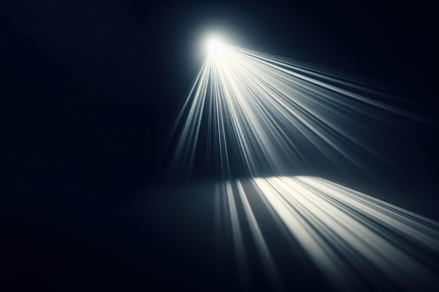 A light source and diverging rays from it in a dark room Place for text