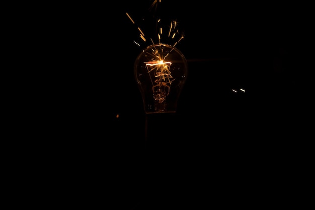 Light and sparks from a burning incandescent lamp Short circuit