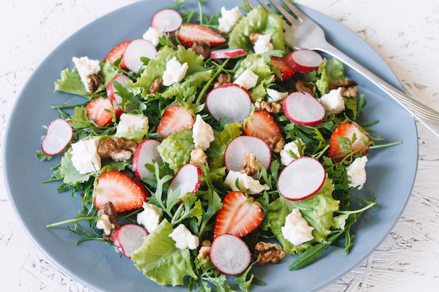 Light spring salad on a plate