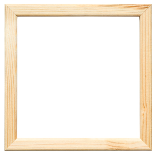 Photo light square wooden picture frame on the white background