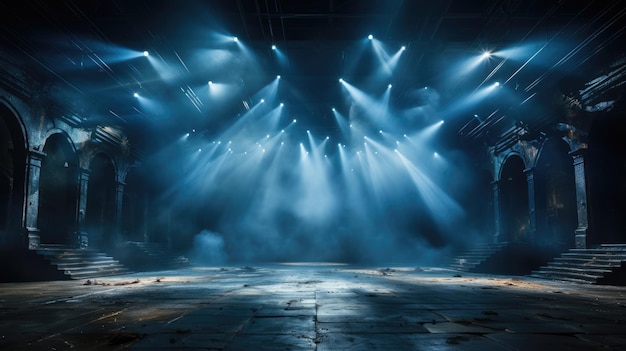 Light Stage with Spotlights in a Dark Room