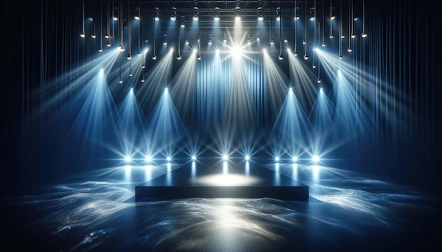 Light stage with spotlights in a dark room