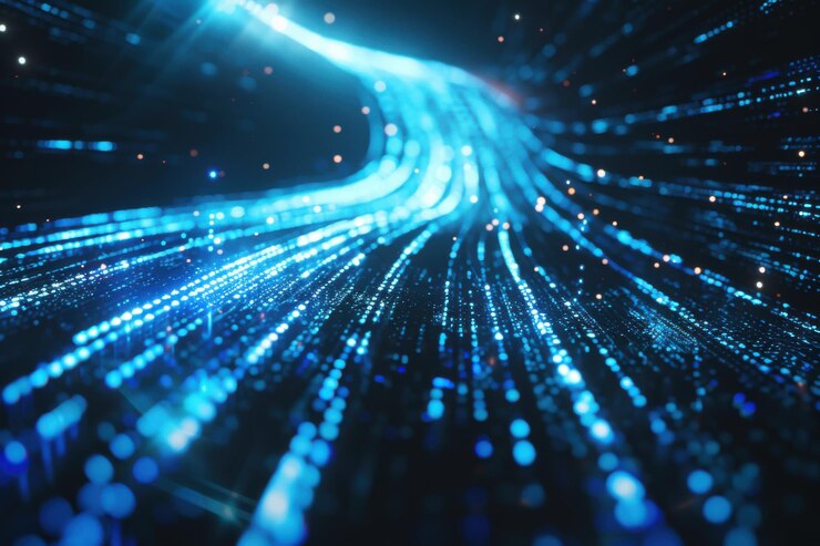 Photo light streak fiber optic speed line futuristic background for 5g or 6g technology wireless data t