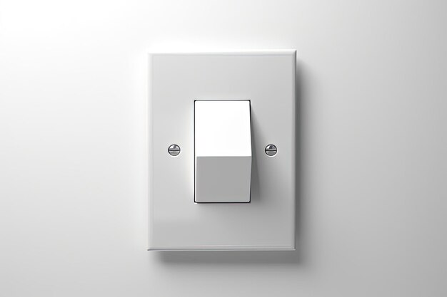 Photo light switch on a white wall in the style of gray and silver