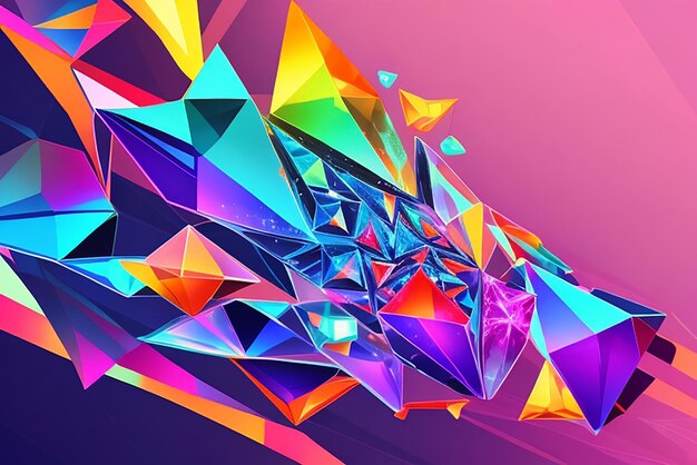 Light template with crystals triangles triangles on abstract background with colorful gradient pattern