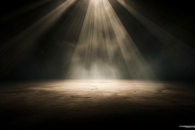 写真 謎の霧の中を光る 霊的な光線 自然と魔法の光線 孤立した光のスポットライト