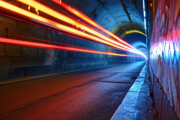 Foto traccia luminosa nel tunnel