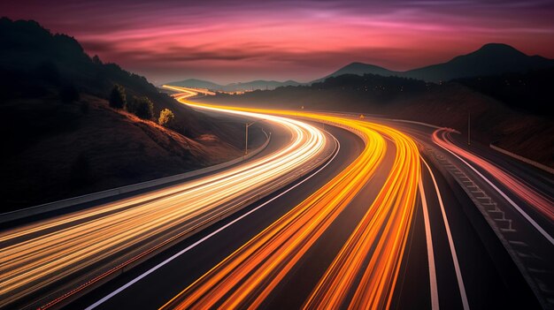 The light trails Abstract long exposure dynamic speed light trails in an urban environment