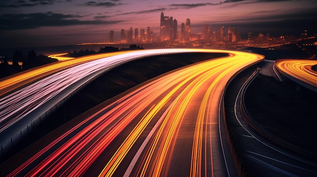 The light trails Abstract long exposure dynamic speed light trails in an urban environment