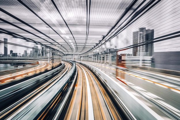 Photo light trails on bridge in city