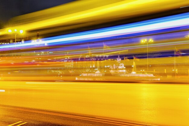 Light trails on city street at night