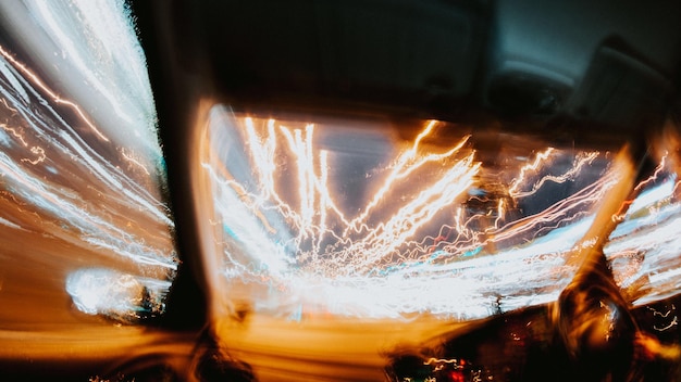 Photo light trails on fire at night