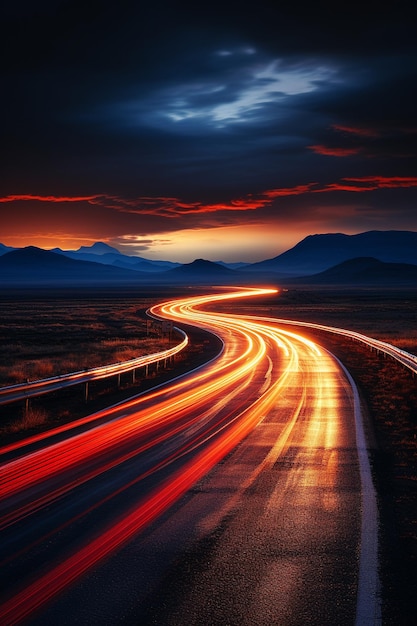 Light trails from headlights