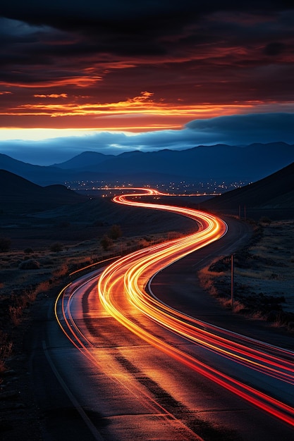 Light trails from headlights