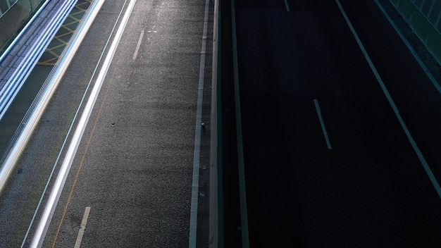 Light trails from above on a route round trip