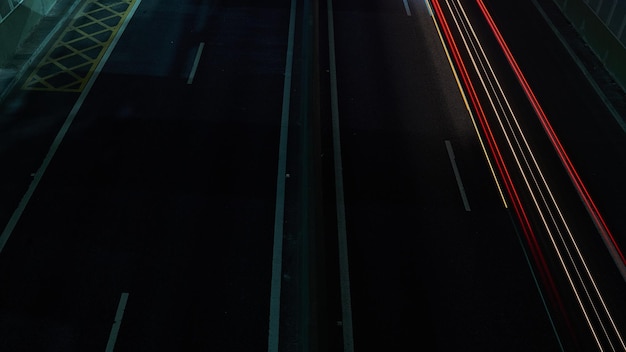 Light trails from above on a route round trip