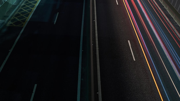 Light trails from above on a route round trip