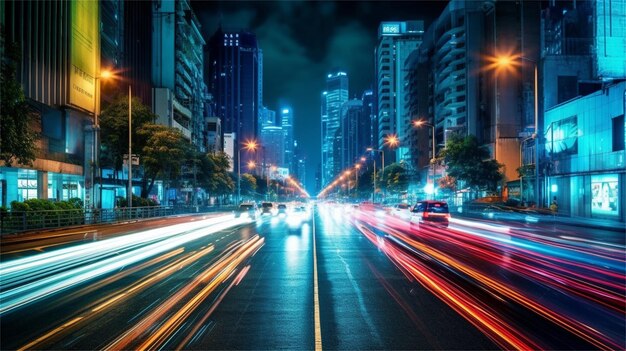 light trails on the modern building background in shanghai china