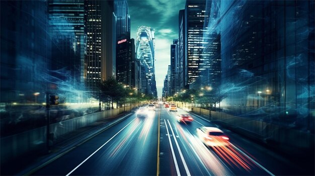 Light trails on the modern building background in shanghai china